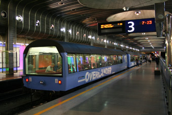 The Overlander train about to leave Auckland's Britomart station