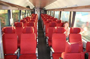 Comfortable reclining seats on the Auckland-Wellington Overlander