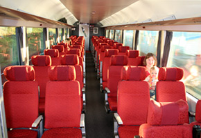 Comfortable reclining seats on the Auckland-Wellington Overlander