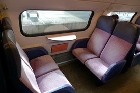 Seats on top deck of double decker Dutch train