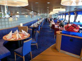 Self-service restaurant on board the ferry to Holland