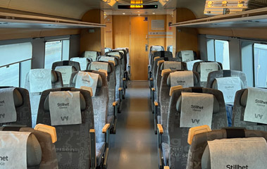 Komfort class (1st class) on the Norwegian Gothenburg to Oslo train