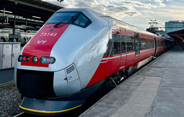 The Norwegian train from Gothenburg to Oslo, arrived at Oslo Central