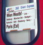 ...close up of Orient Express destination label