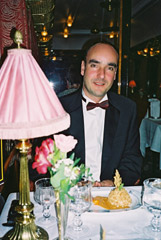 Yours truly at dinner on the Venice Simplon Orient Express...
