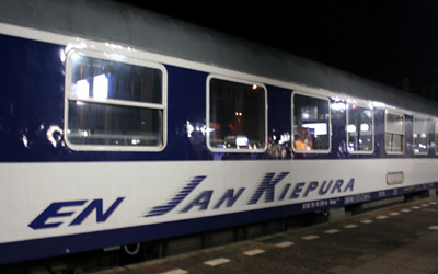 A couchette car on the Jan Kiepura overnight train to Warsaw