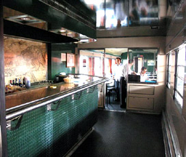 Bar on the Sud Express - photo courtesy of David Edge