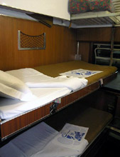 Sleeping-car room (1- 2- or 3-person) on the Sud Express - photo courtesy of David Edge