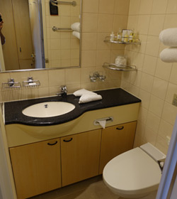 QM2 stateroom 4101 en suite toilet & shower