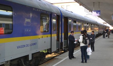 The Romanian sleeping-car on the Dacia Express to Bucharest, at Vienna