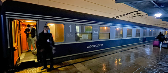 Couchette car on the Ister EuroNight train from Budapest to Bucharest