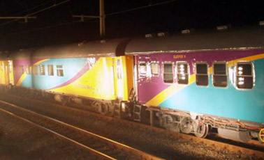 Sosholoza Meyl's 'Trans-Karoo' train from Cape Town to Johannesburg & Pretoria speeds through the night... Photo courtesy of SMD Lighting, South Africa