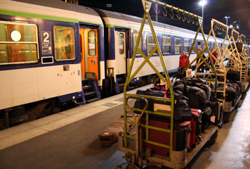 The Rail Europe Snow Train to the French Alps waits to leave Paris