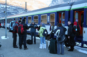 The Snow Train has arrived at Bourg St Maurice, for transfers to Les Arcs, Val d'Isere and other ski resorts
