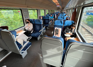 Inside the hourly train from Vienna to Bratislava...