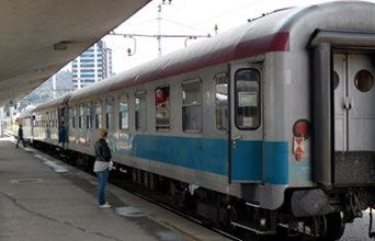 The afternoon train from Ljubljana to Rijeka, about the leave Ljubljana