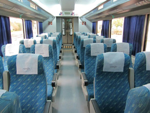 Turista seats on the Arco train from Irun to Santiago de Compostella & Vigo