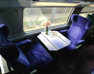 A first class table for two on the TGV Duplex train to Spain