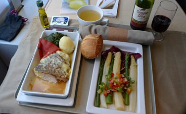 Complimentary at-seat meal in Club class from Madrid to Barcelona