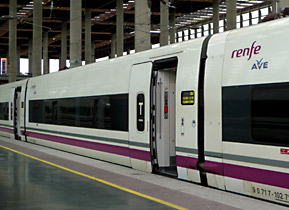 An S102 AVE train from Madrid to Malaga at Madrid Atocha