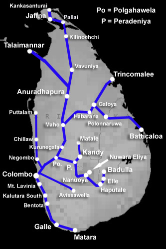 Sri Lanka train route map