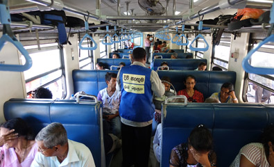 3rd class seats on a Sri Lankan blue train