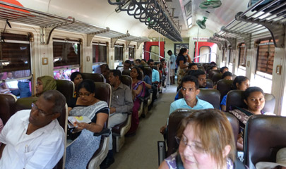2nd class seats on a Colombo to Galle S11 train