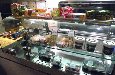 Food in the Thello sleeper train's buffet car