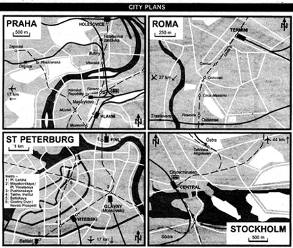 Thomas Cook European Rail Timetable - example city plans