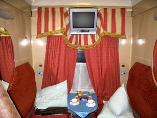 2-berth first class compartment on the 'Rossiya' from Moscow to Vladivostok