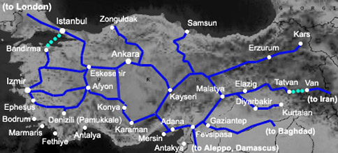Train routes in Turkey