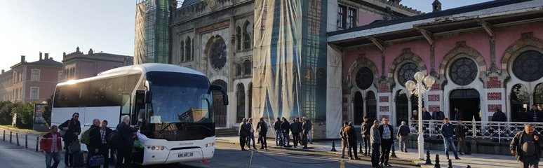 The transfer bus from Halkali outside Istanbul Sirkeci station.