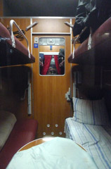 4-berth sleeper on the train from Warsaw to Kiev
