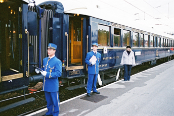 The Venice Simplon Orient Express continental train boarding at Calais...