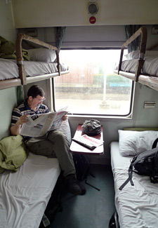 Relaxing in a soft sleeper on train SE3