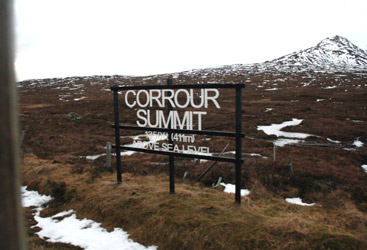 The West Highland Line's summit at Corrour, 1350 feet above sea level.