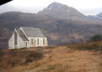 The Church of Our Lady of Braes, as featured in the film 'Local Hero'.