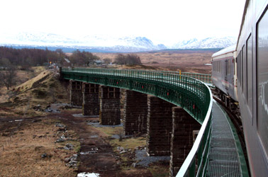 Up the West Highland Line by sleeper:  Just leaving Rannoch