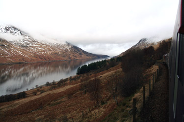 West Highland Line scenery:  A view of Loch Treig