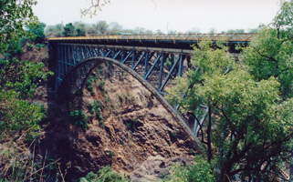 Zambezi Bridge linking Zambia with Zimbabwe near Victoria Falls