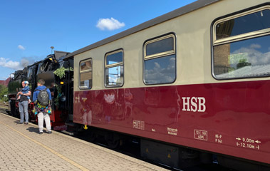 Harz Railway train about to leave Nordhausen
