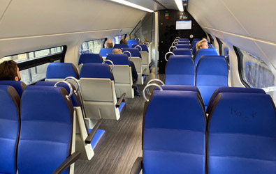 Seats on the intercity train to Amsterdam
