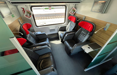 Business class seats on a railjet train