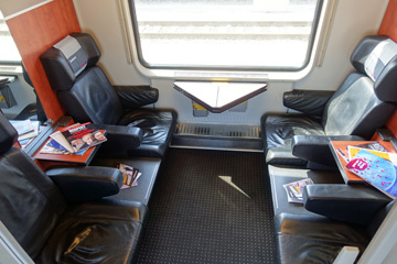 Business class on a RegioJet train from Vienna to Prague