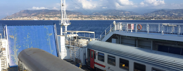 Intercity train to Sicily on board the ferry