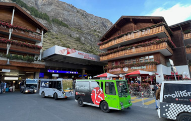 Electric taxis outside Zermatt station