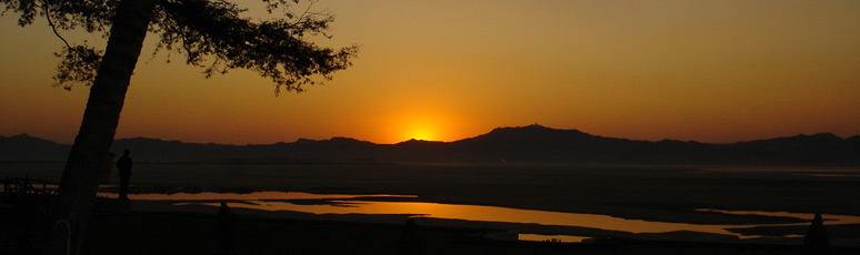 Sunset over the Irrawaddy from the Bagan Thande Hotel