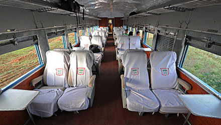 Upper class seats on train 5 from Rangoon (Yangon) to Mandalay