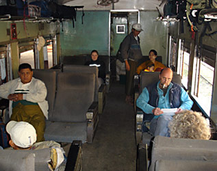 Older Upper class seats on the Shwenyaung-Thazi train.