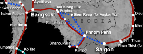 Cambodia bus & train route map